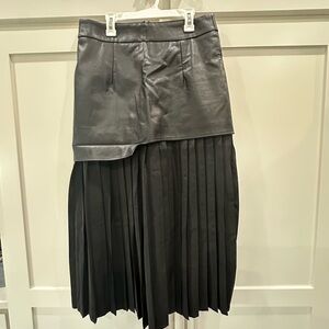 Commense Asymmetrical Black Pleated Skirt